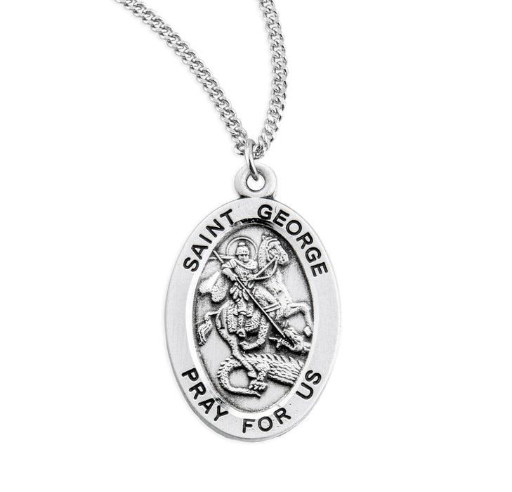 Patron Saint George Oval Sterling Silver Medal - S926120