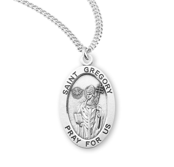 Patron Saint Gregory Oval Sterling Silver Medal - S926520