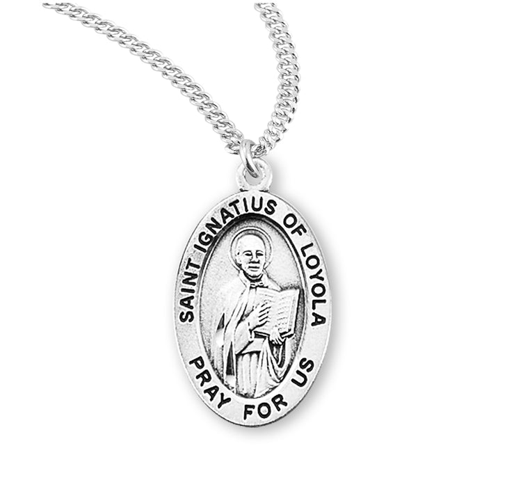 Patron Saint Ignatius of Loyola Oval Sterling Silver Medal - S926920