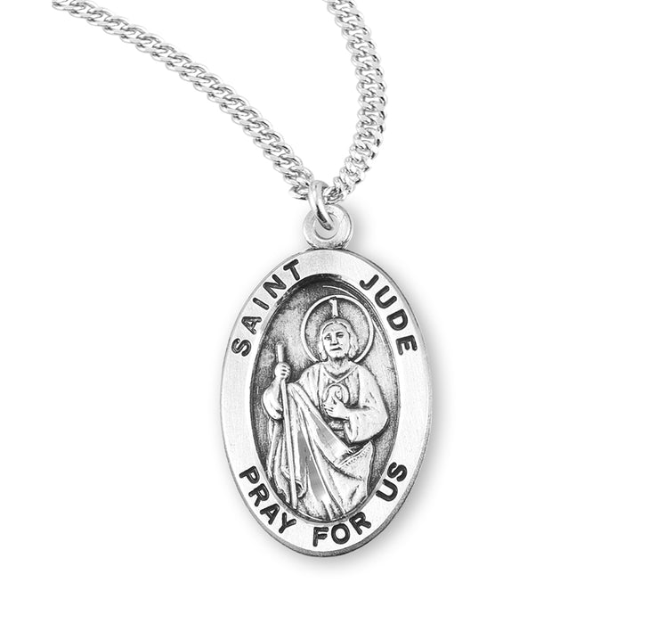 Patron Saint Jude Oval Sterling Silver Medal - S930020