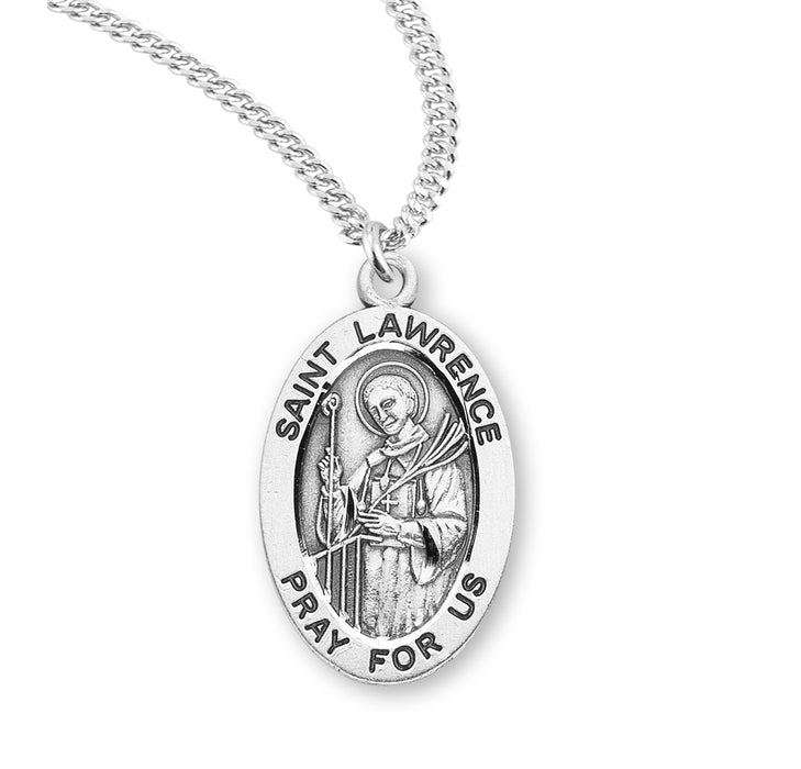 Patron Saint Lawrence Oval Sterling Silver Medal - S930520