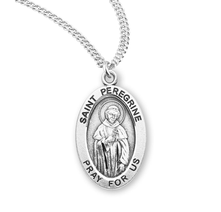 Patron Saint Peregrine Oval Sterling Silver Medal - S932820