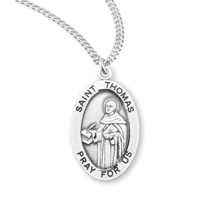 Patron Saint Thomas Aquinas Oval Sterling Silver Medal - S935220