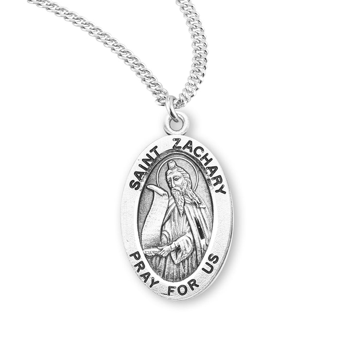 Patron Saint Zachary Oval Sterling Silver Medal - S936520