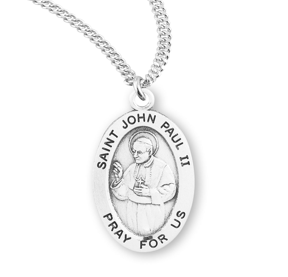 Saint John Paul II Oval Sterling Silver Medal - S937020 — Acadian Religious