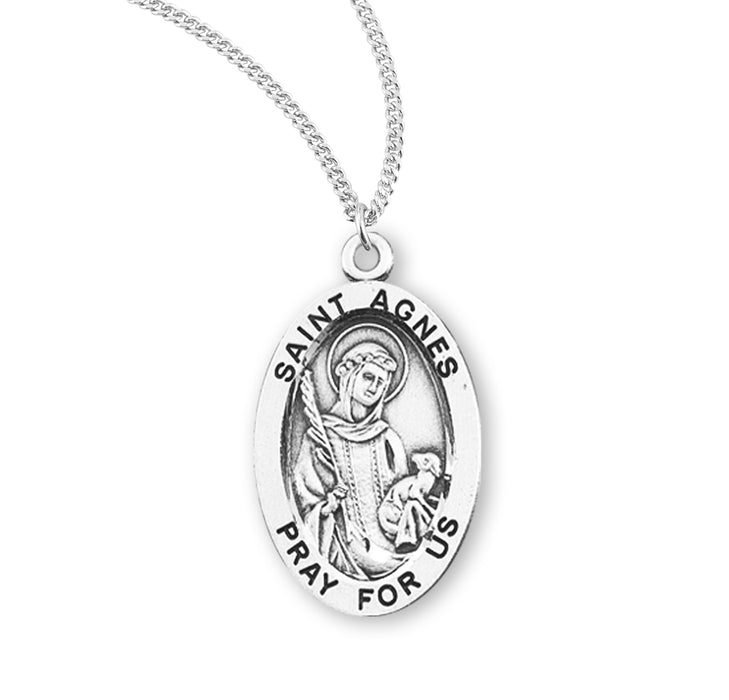 Patron Saint Agnes Oval Sterling Silver Medal - S940118