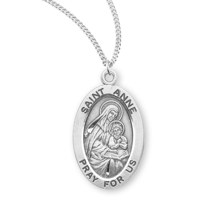 Patron Saint Anne Oval Sterling Silver Medal - S940818