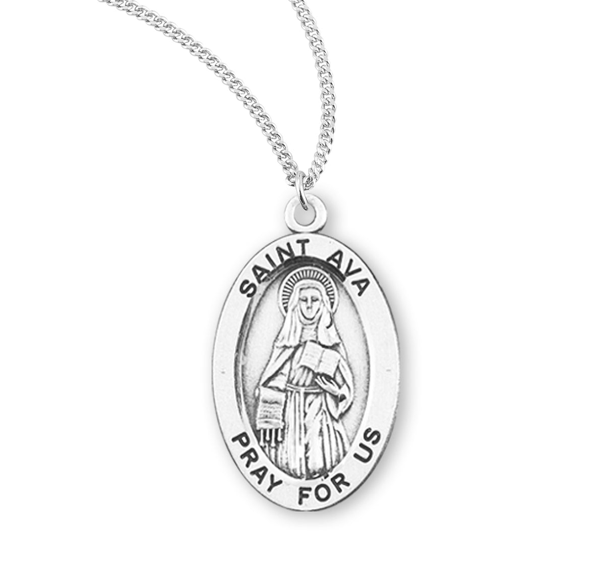 Patron Saint Ava Oval Sterling Silver Medal - S940918 — Acadian Religious