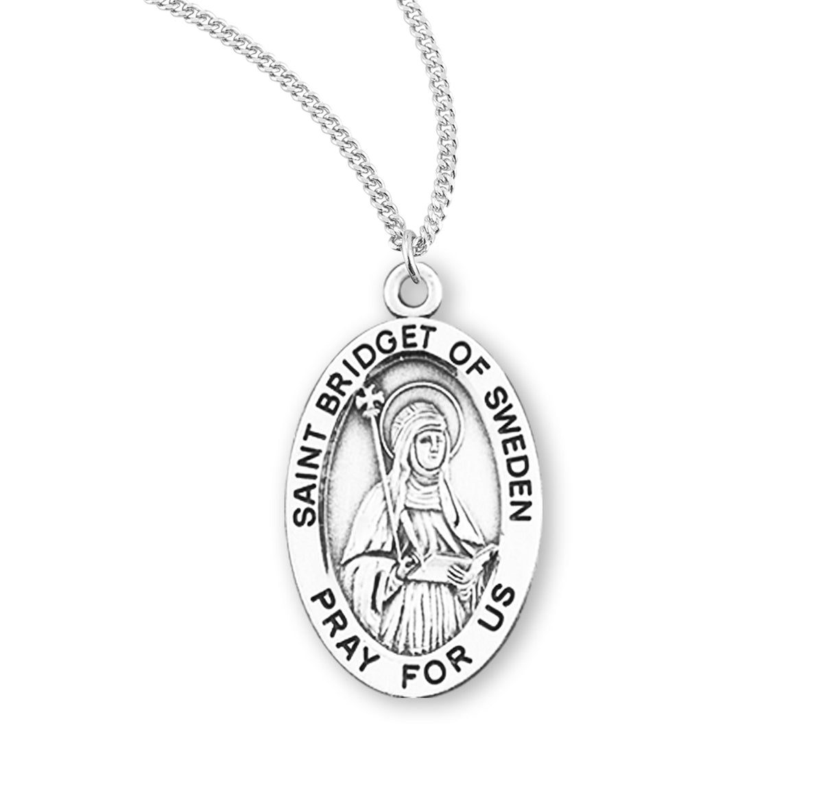 Patron Saint Bridget of Sweden Oval Sterling Silver Medal - S941218 ...