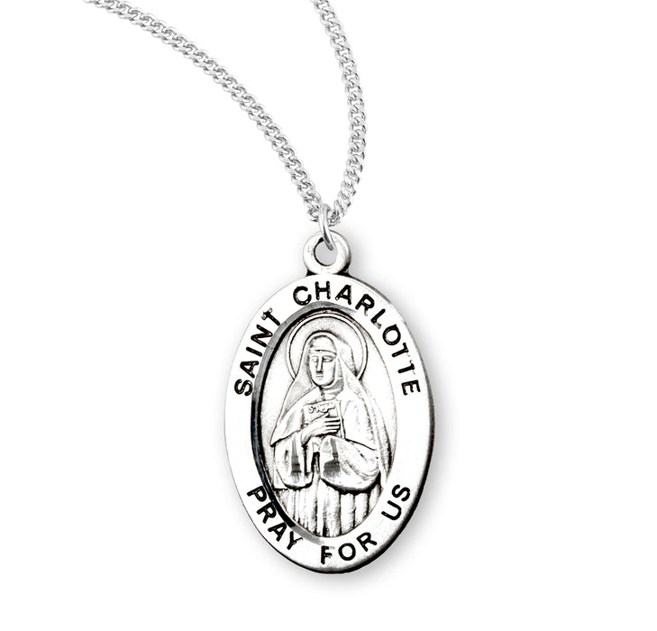 Patron Saint Charlotte Oval Sterling Silver Medal - S941918