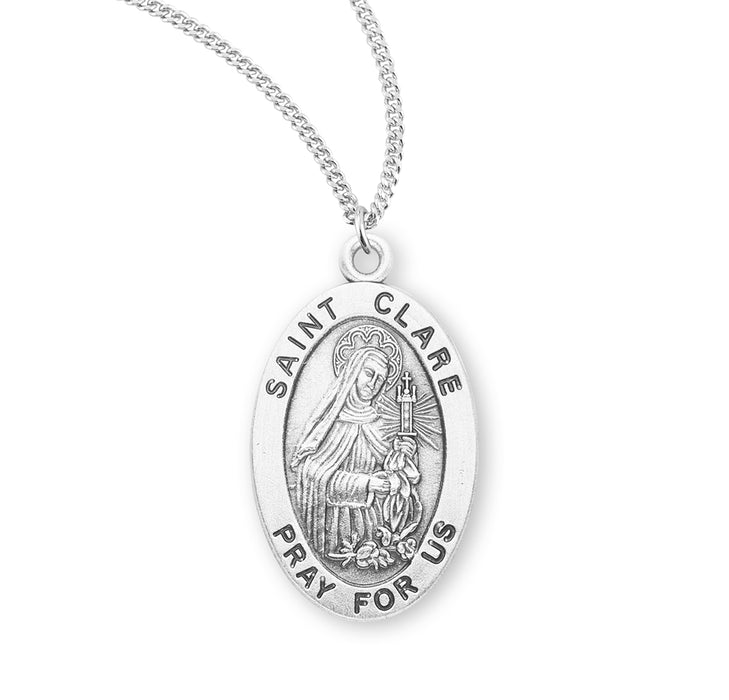 Patron Saint Clare Oval Sterling Silver Medal - S942218