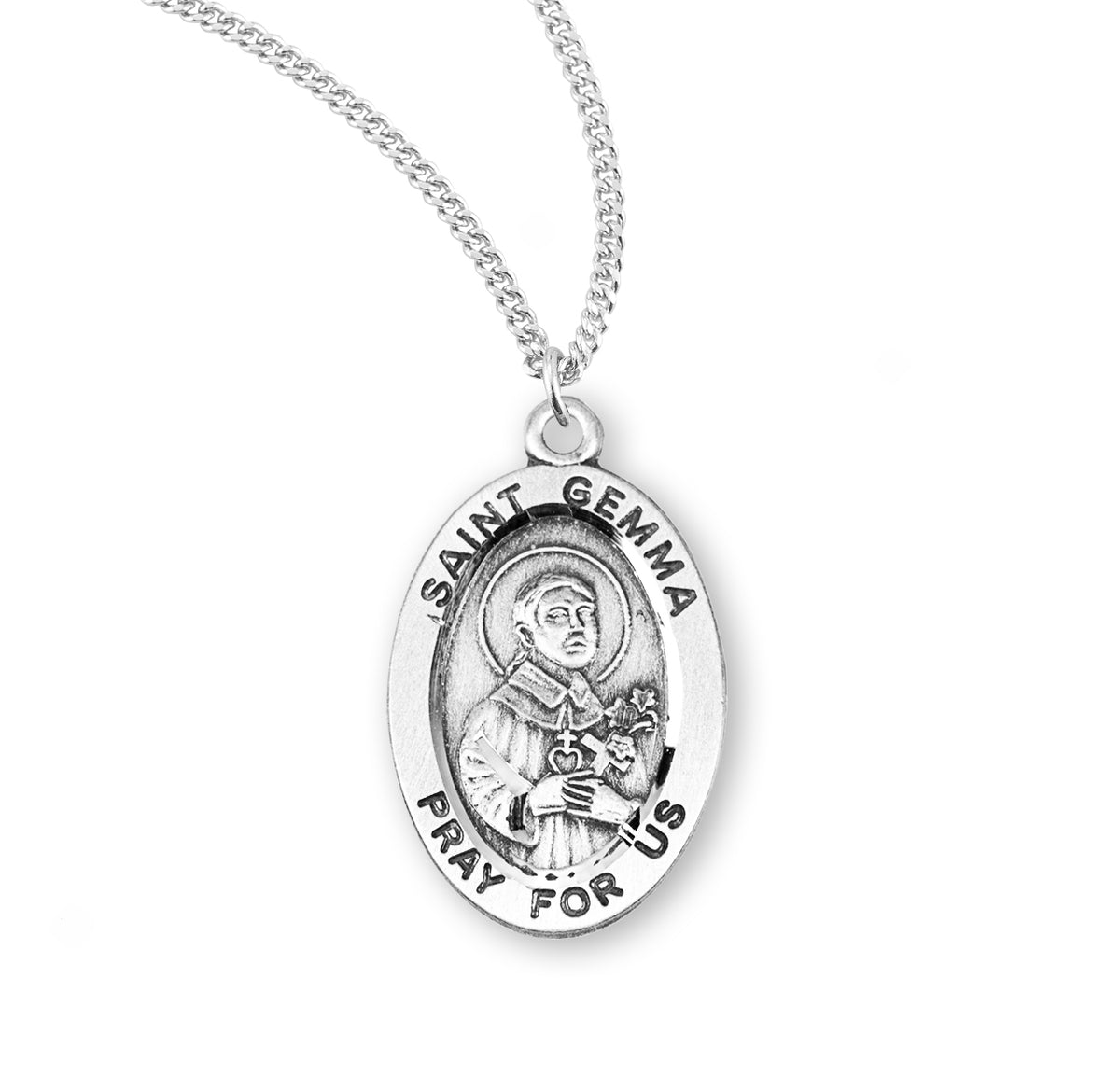 Patron Saint Gemma Oval Sterling Silver Medal - S943718 — Acadian Religious
