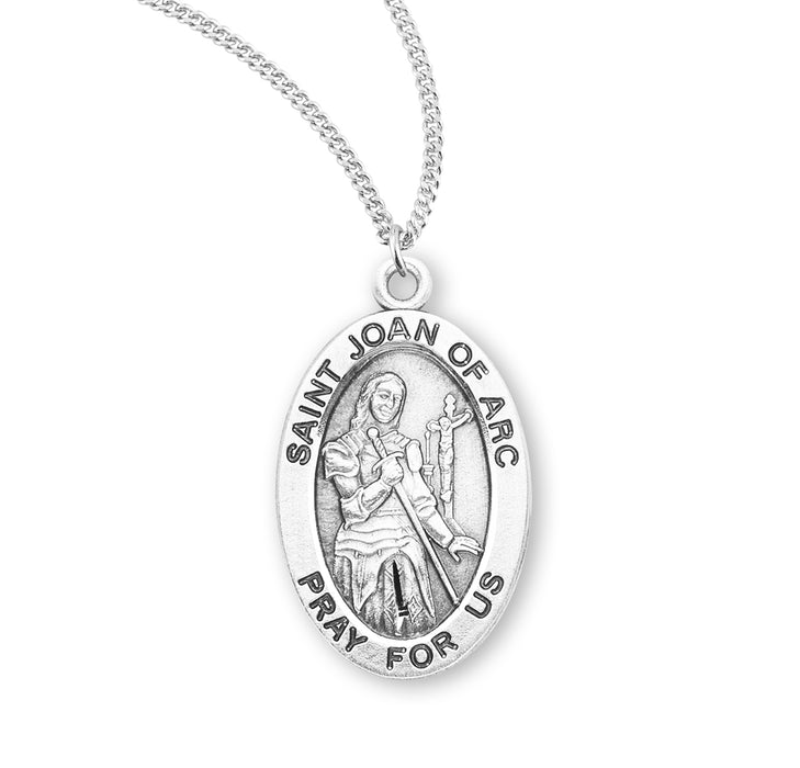 Patron Saint Joan of Arc Oval Sterling Silver Medal - S944618