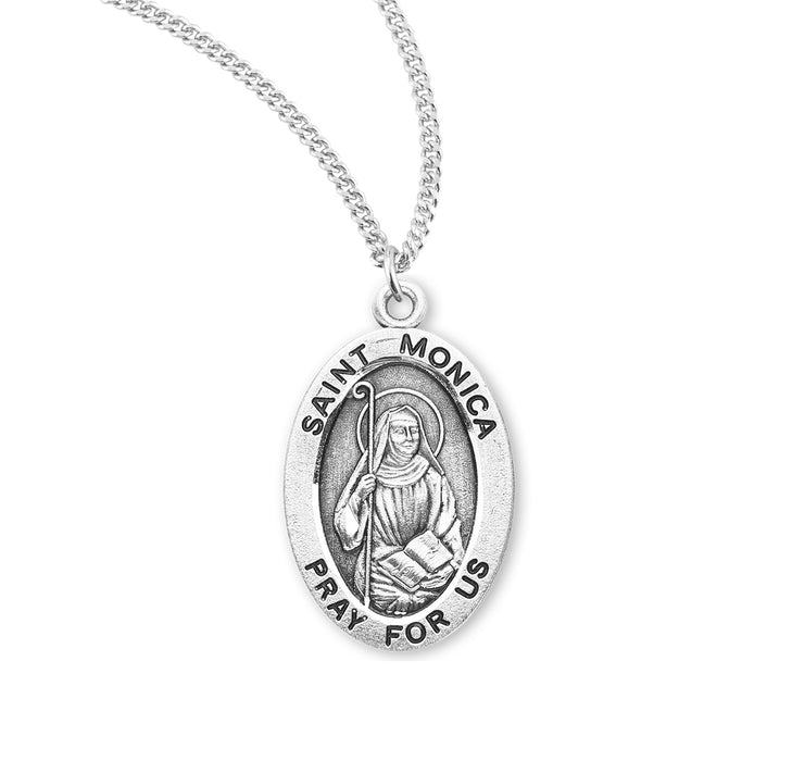 Patron Saint Monica Oval Sterling Silver Medal - S946718