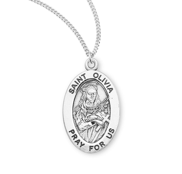 Patron Saint Olivia Oval Sterling Silver Medal - S946918