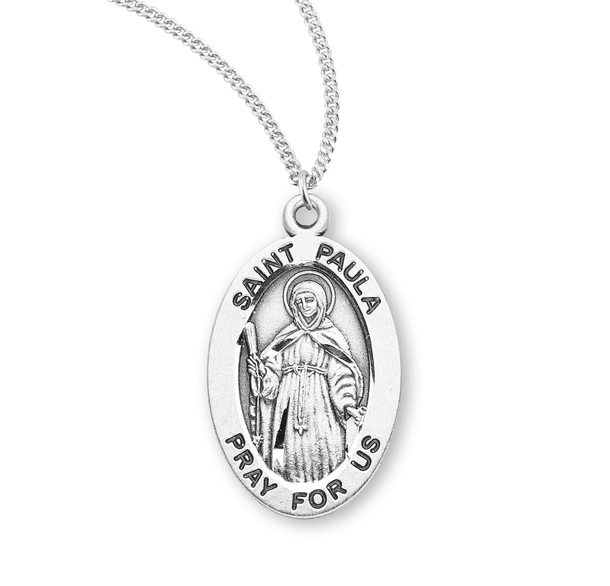 Patron Saint Paula Oval Sterling Silver Medal - S947118 — Acadian Religious
