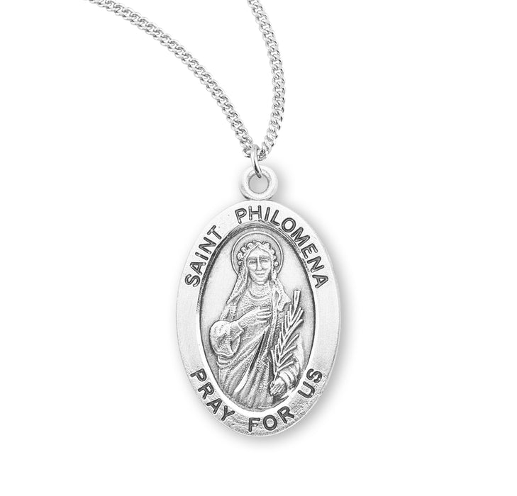 Patron Saint Philomena Oval Sterling Silver Medal - S947418