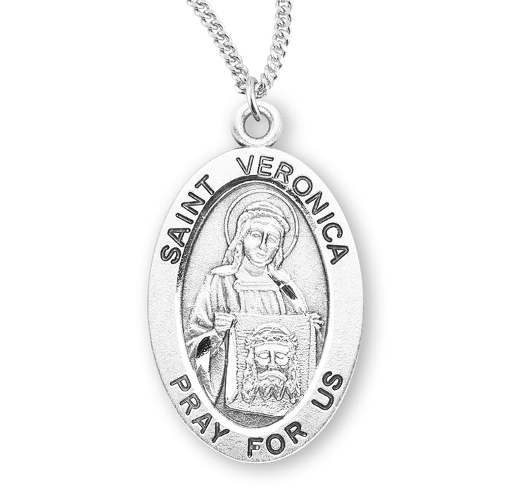 Patron Saint Veronica Oval Sterling Silver Medal - S949218