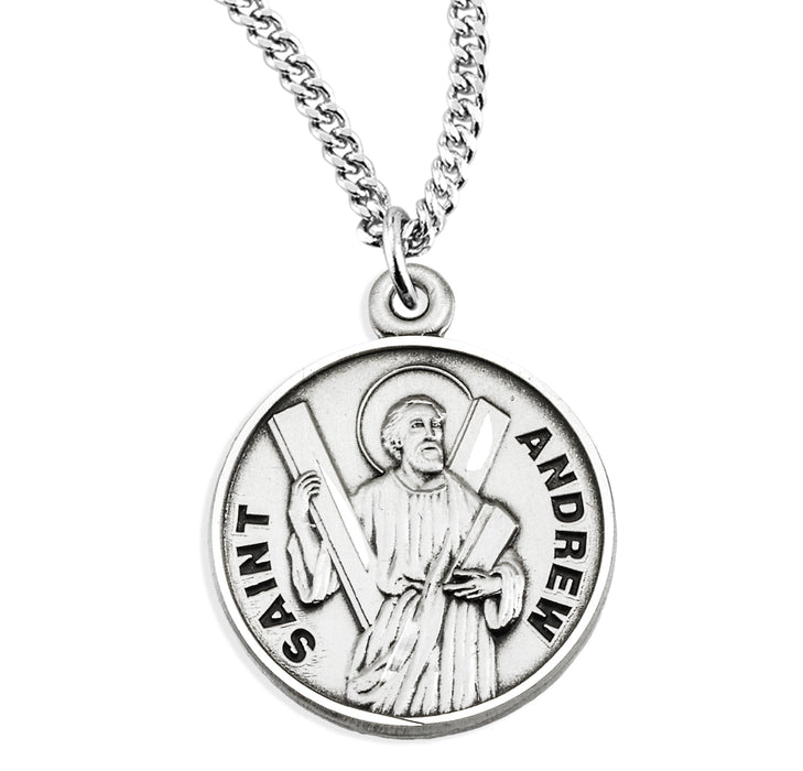 Patron Saint Andrew Round Sterling Silver Medal - S950920
