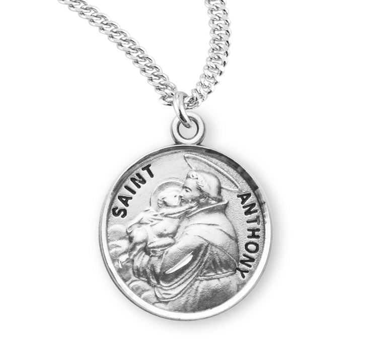 Patron Saint Anthony Round Sterling Silver Medal - S951120