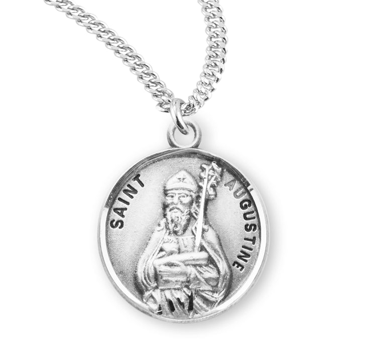 Patron Saint Augustine Round Sterling Silver Medal - S951520