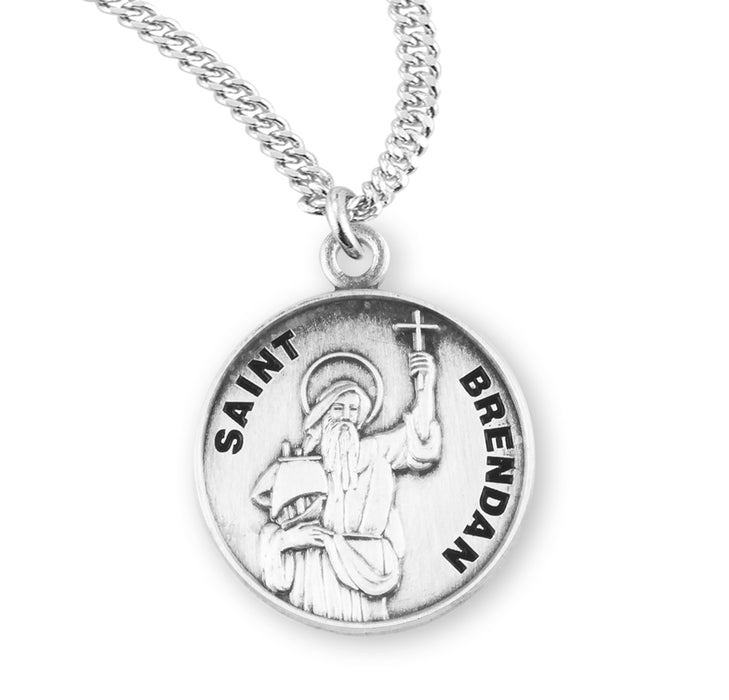Patron Saint Brendan Round Sterling Silver Medal - S952820