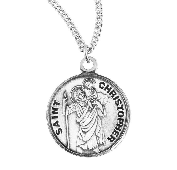 Paint Christopher Round Sterling Silver Medal - S953420