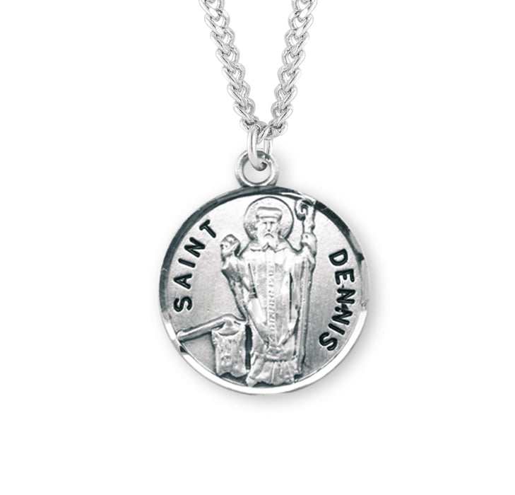 Patron Saint Dennis Round Sterling Silver Medal - S954120