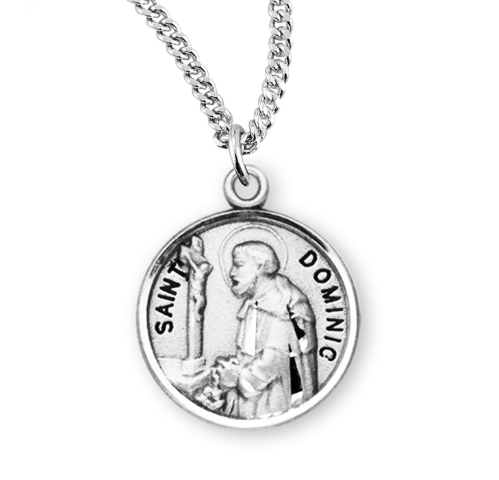Patron Saint Dominic Round Sterling Silver Medal - S954320