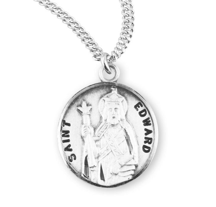 Patron Saint Edward Round Sterling Silver Medal - S954620