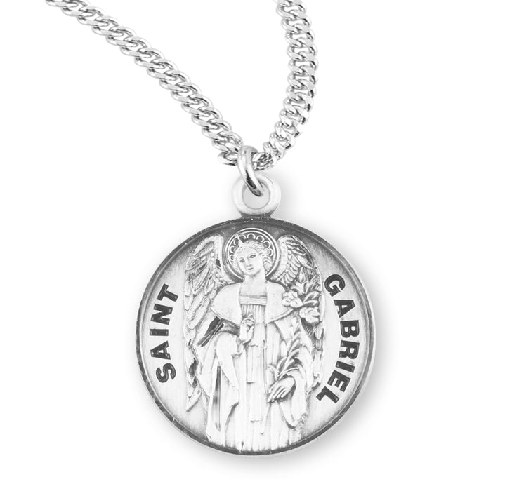 Patron Saint Gabriel Round Sterling Silver Medal - S955820
