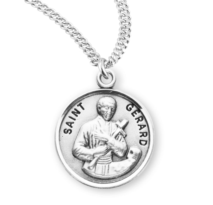 Patron Saint Gerard Round Sterling Silver Medal - S956220