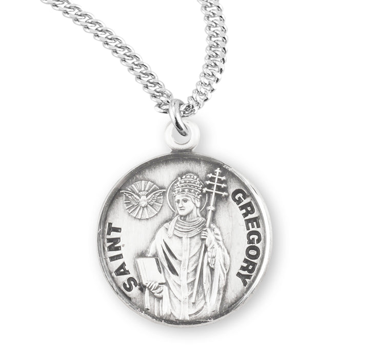 Patron Saint Gregory Round Sterling Silver Medal - S956520