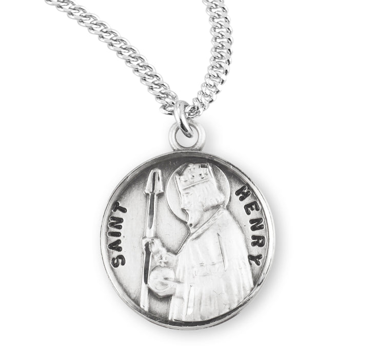 Patron Saint Henry Round Sterling Silver Medal - S956720