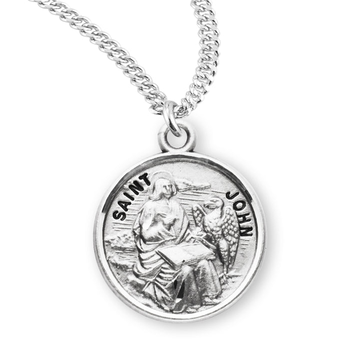 Patron Saint John the Evangelist Round Sterling Silver Medal - S958120