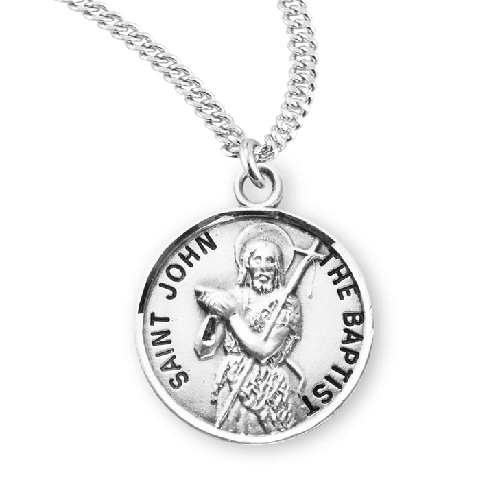 Patron Saint John the Baptist Round Sterling Silver Medal - S958220