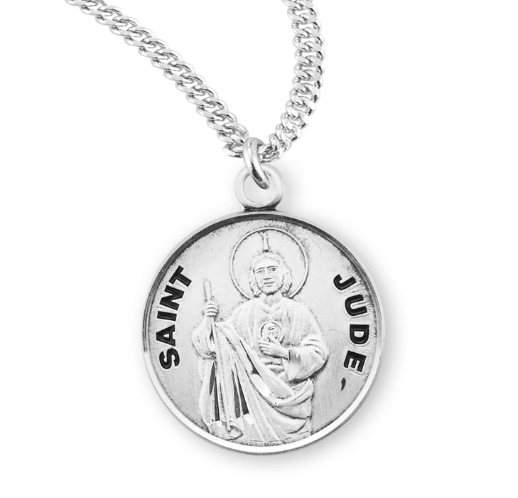 Patron Saint Jude Round Sterling Silver Medal - S960020