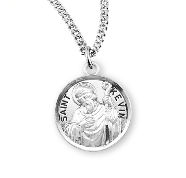 Patron Saint Kevin Round Sterling Silver Medal - S960320