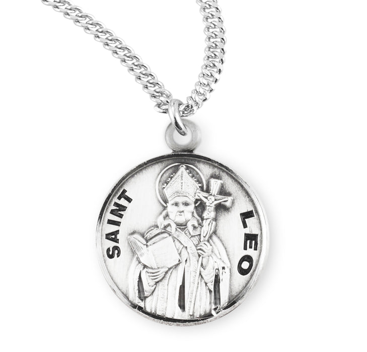 Patron Saint Leo Round Sterling Silver Medal - S960720