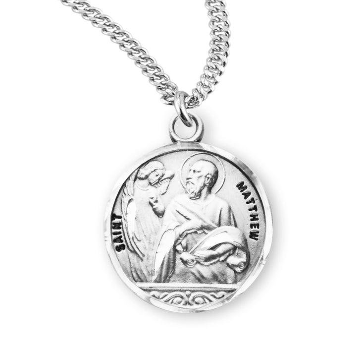 Patron Saint Matthew Round Sterling Silver Medal - S961720