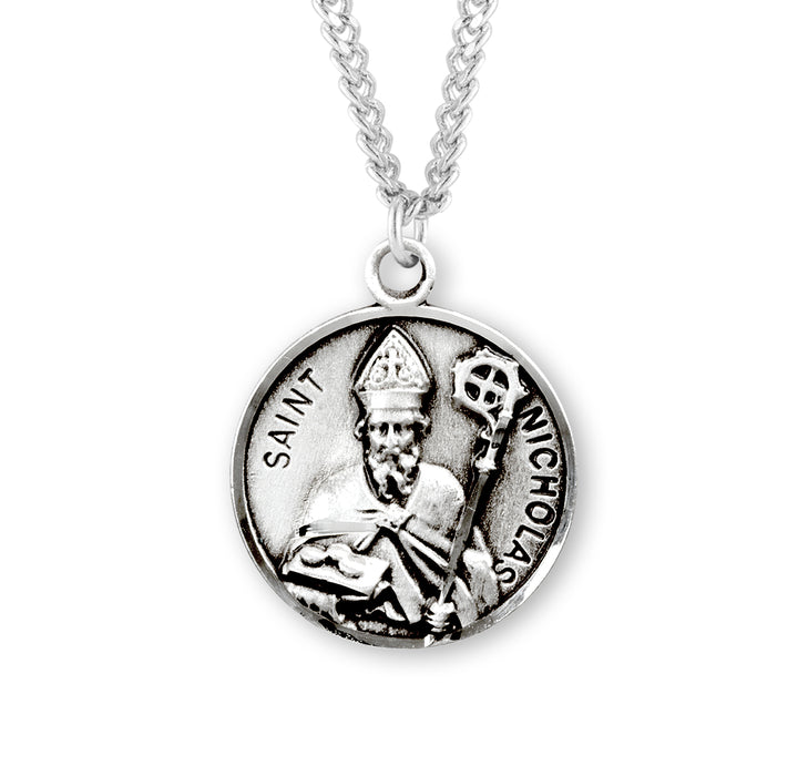 Patron Saint Nicholas Round Sterling Silver Medal - S962320