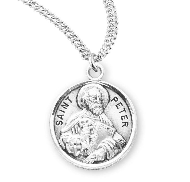 Patron Saint Peter Round Sterling Silver Medal - S962920
