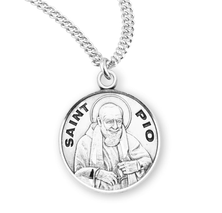 Patron Saint Pio Round Sterling Silver Medal - S963320
