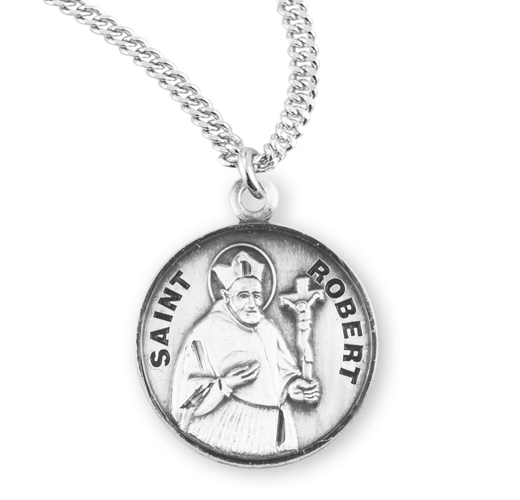 Patron Saint Robert Round Sterling Silver Medal - S964220