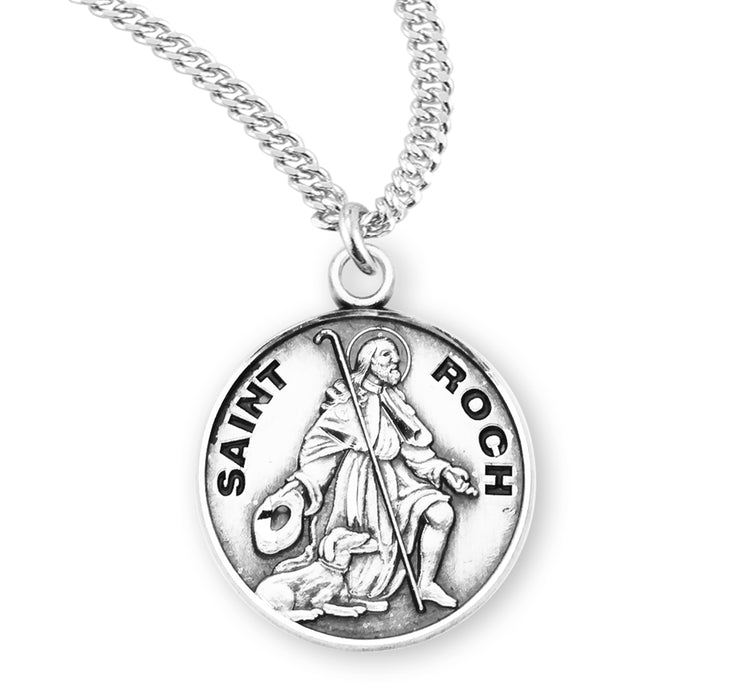 Patron Saint Roch Round Sterling Silver Medal - S964320