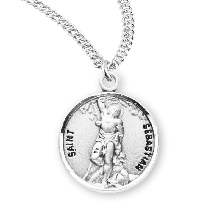Patron Saint Sebastian Round Sterling Silver Medal - S964520