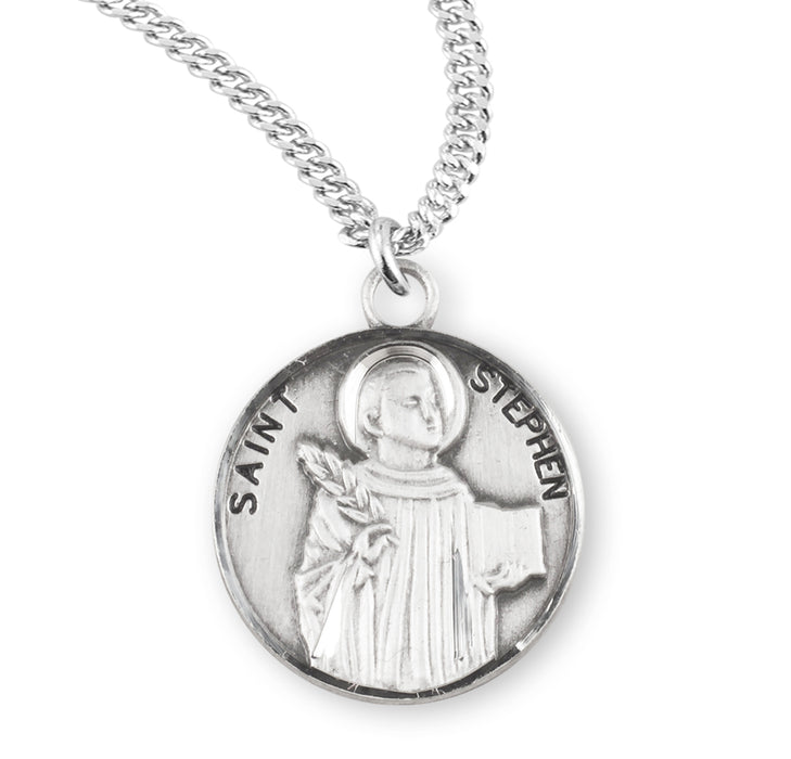 Patron Saint Stephen Round Sterling Silver Medal - S964920
