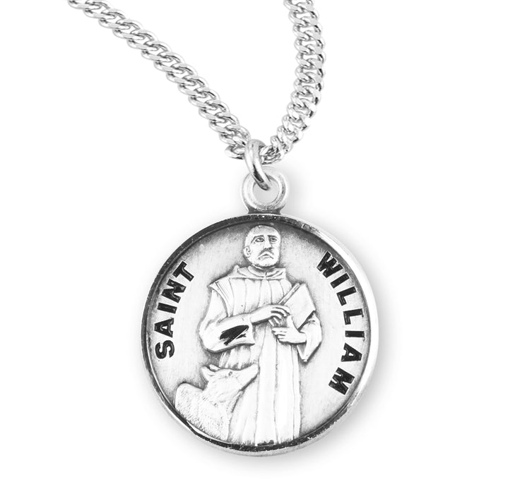 Patron Saint William Round Sterling Silver Medal - S966320