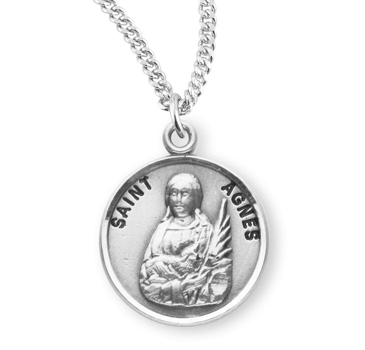 Patron Saint Agnes Round Sterling Silver Medal - S970218