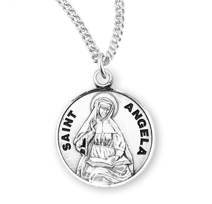 Patron Saint Angela Round Sterling Silver Medal - S970718